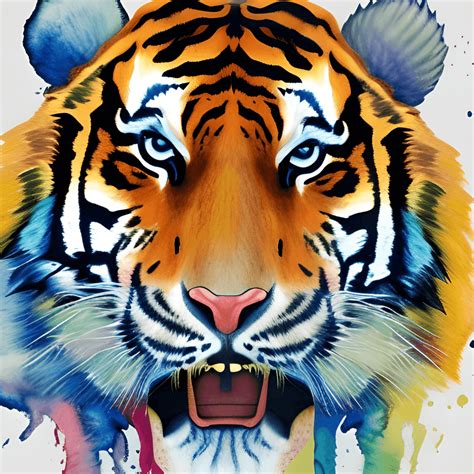 Watercolor Tiger Head · Creative Fabrica