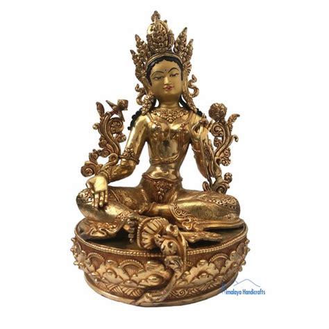 Inch Green Tara Copper Statue With Full Gold Plated Etsy