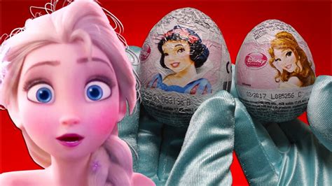 Frozen Elsa Opens 3 Disney Princess Kinder Surprise Eggs İzlesene