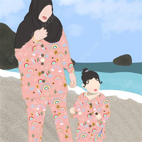 Background Ibu Dan Anak Anak Di Pantai Ibu Dan Anak Perempuan Putri