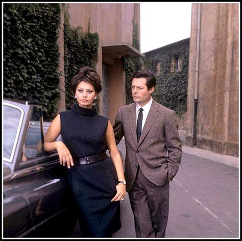 Sophia Loren With Marcello Mastroianni On The Set Of The Film