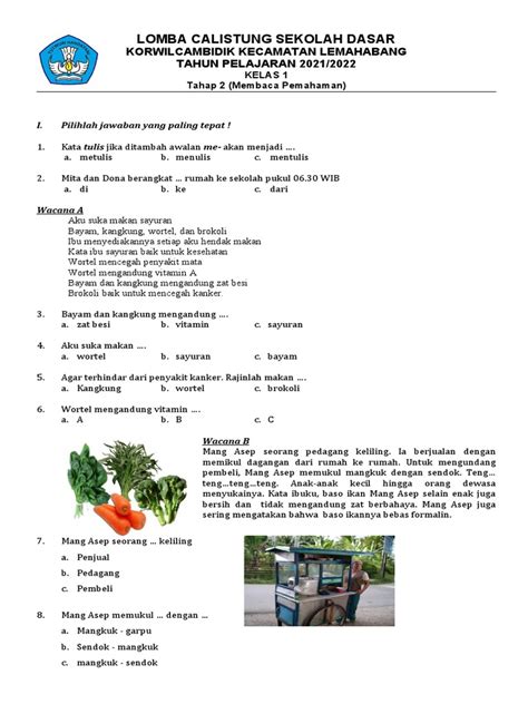 Soal Calistung Kelas 1 Tahap 2 Pdf