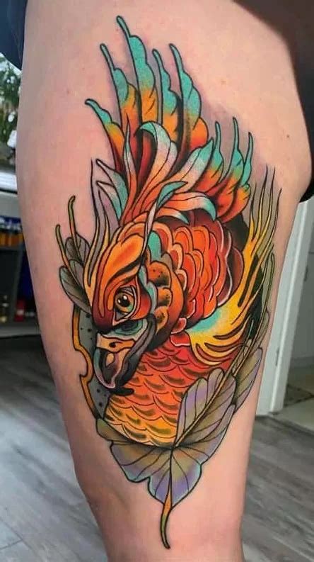 Neo Traditional Phoenix Tattoo Design Tattoogoto