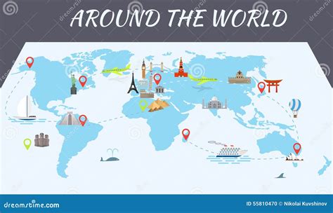 Famous World Landmarks Travel And Tourism Vector