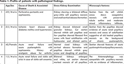 Bilateral Renal Papillary Necrosis: An Autopsy Study of 4 cases