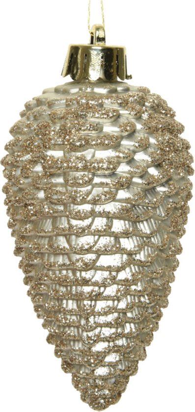 X Licht Parel Champagne Dennenappels Kerstballen Cm Glitter