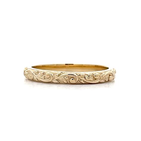 Vintage Inspired Filigree Wedding Band In 14k Yellow Gold Filigree