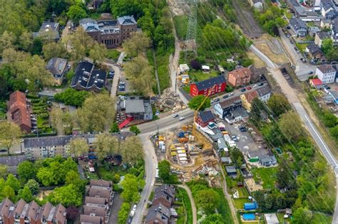 Luftaufnahme Gelsenkirchen Baustelle Der Kanalarbeiten Am Flusslauf