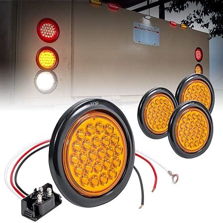 Amazon 4pc 4 Round Amber 24 LED Trailer Tail Lights DOT