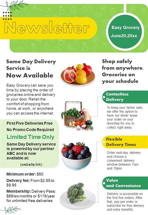 Bifold One Page Grocery Store Newsletter Presentation Report