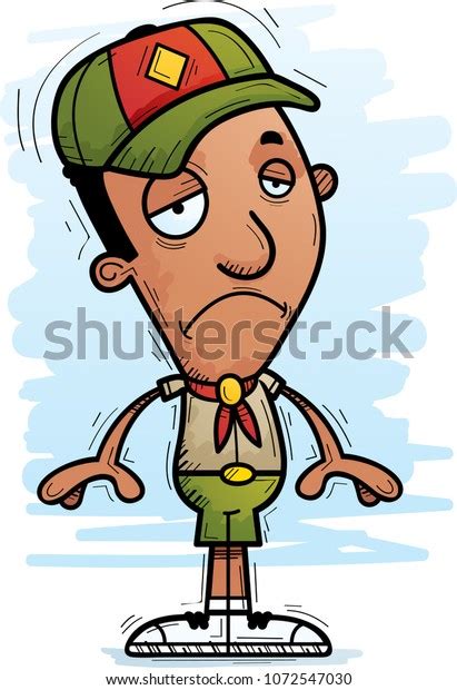 Cartoon Illustration Black Man Scout Looking Stock Vector Royalty Free