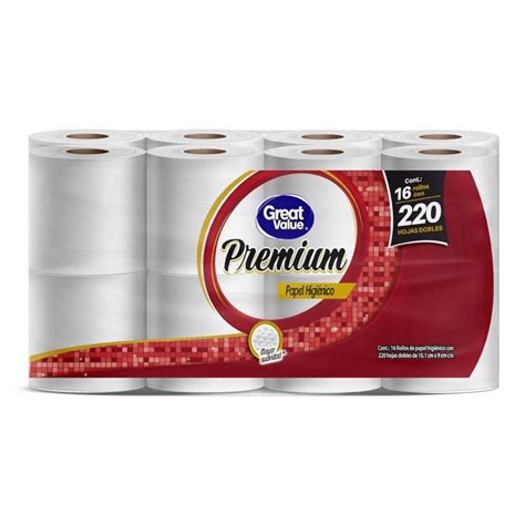 Papel Higiénico Great Value Premium 16 Rollos Walmart