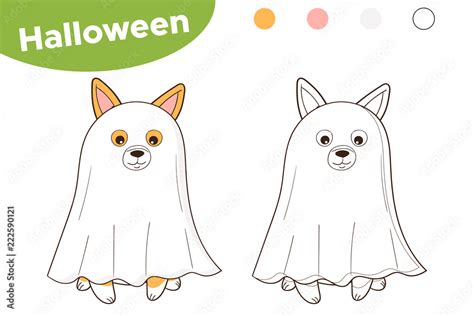 Halloween coloring page for kids. Cute cartoon dog dressed up as a ...