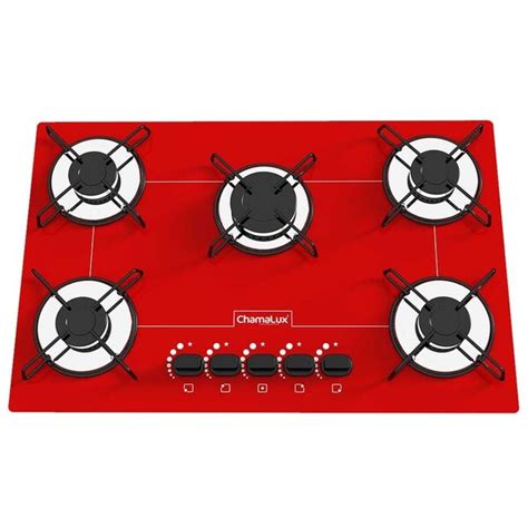 Fogão Cooktop 5 Bocas Ultra Chama Bivolt Chamalux Vermelho Leroy Merlin