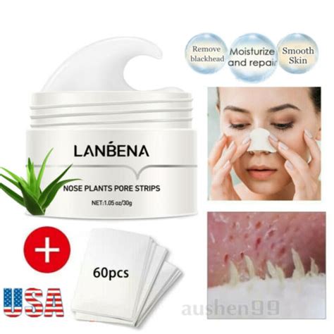 X Lanbena Pore Strips Blackhead Remover Cream Nose Acne Clean Peel