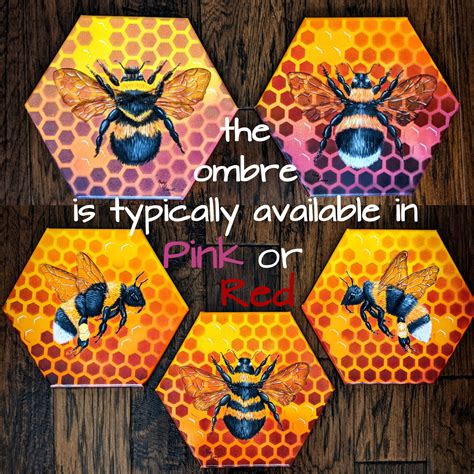 Hand Painted Bumble Bee With Honeycomb Background Kitchen Decor Bee