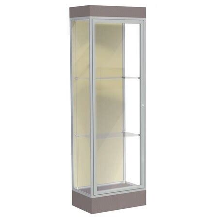 Waddell Display Lighted Floor Display Case 24x76x20 6 Base Satin