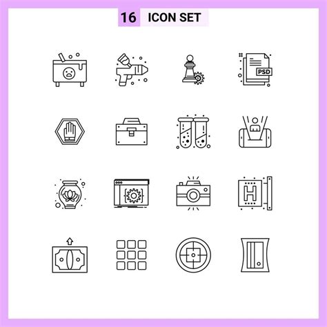 Set Of 16 Vector Outlines On Grid For File Type Document Arts Design