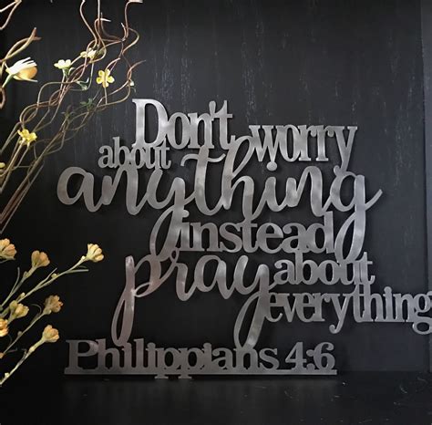 Philippians 46 Dont Worry Pray Metal Bible Sign Home Decor