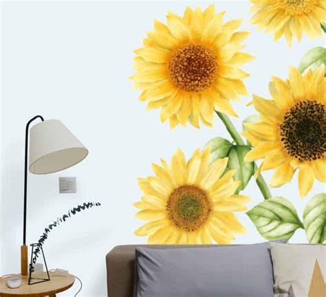 Watercolour Sunflowers Mural Wallpaper Tenstickers