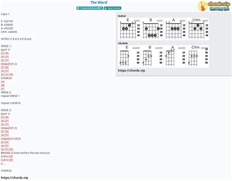 Chord: The Word - Sara Groves - tab, song lyric, sheet, guitar, ukulele ...