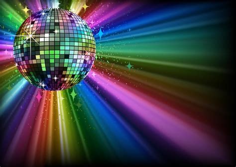 Premium Vector Background With Disco Ball With Bright Rays As A Theme