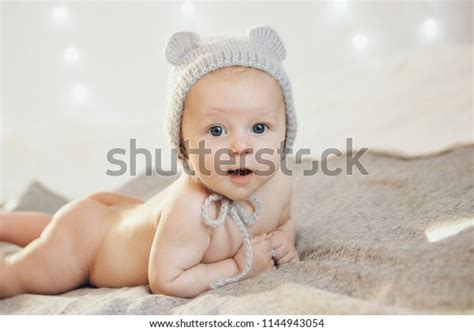 Naked Newborn Baby Lying On His Stock Photo Shutterstock