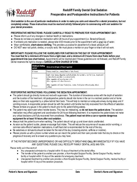 Fillable Online Oral Sedation Instructions Alliance Dental Specialists