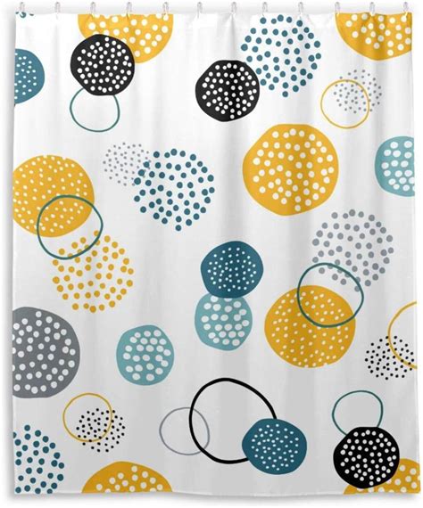 Bestwell Colorful Polka Dots Bathroom Waterproof Shower Curtain Set