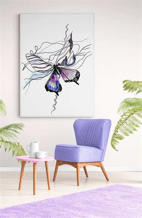 Digital Butterfly Printable Wall Art Living Room Pink Watercolour Nature Butterfly Wall Art