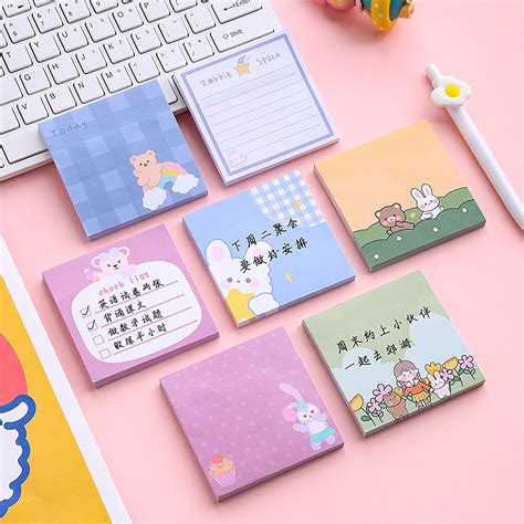 80pcs Kawaii Memo Pads Cute Cartoon Animals Notepads Set Etsy