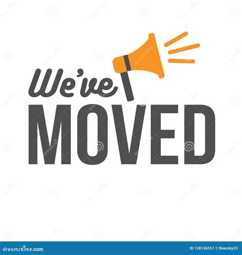 We Ve Moved Sign With Text Typography Icon To Convey Moving Vector