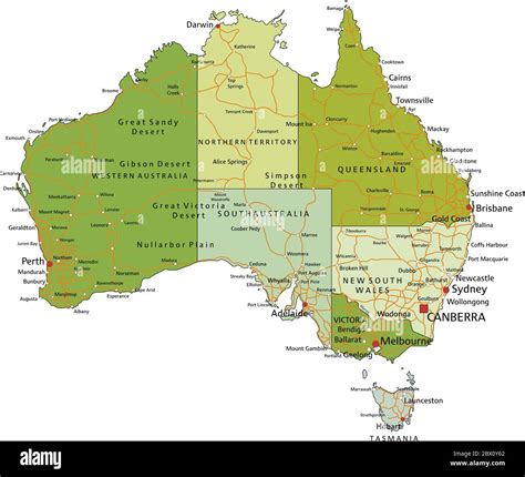 Highly Detailed Editable Political Map With Separated Layers Australia