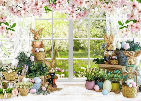 LYCGS 7X5ft Spring Backdrop Easter Backdrop Easter Themed Party