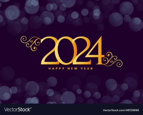 Happy new year 2024 wishes background with bokeh Vector Image