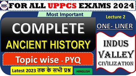 ANCIENT HISTORY IVC TOPIC WISE PYQ ONE LINER UPPSC 2024 UPPCS