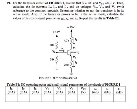 Solved For The Transistor Circuit Of Figure 1 Assume That