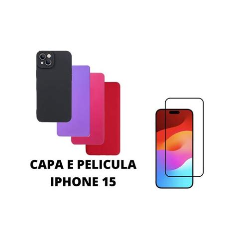 Capa De Silicone Aveludado Colorida E Pelicula D D Compativel Iphone