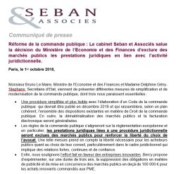 Communiqué de Presse Réforme de la commande publique SEBAN AVOCATS