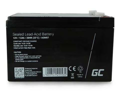 Gel Battery V Ah Green Cell Botland Robotic Shop