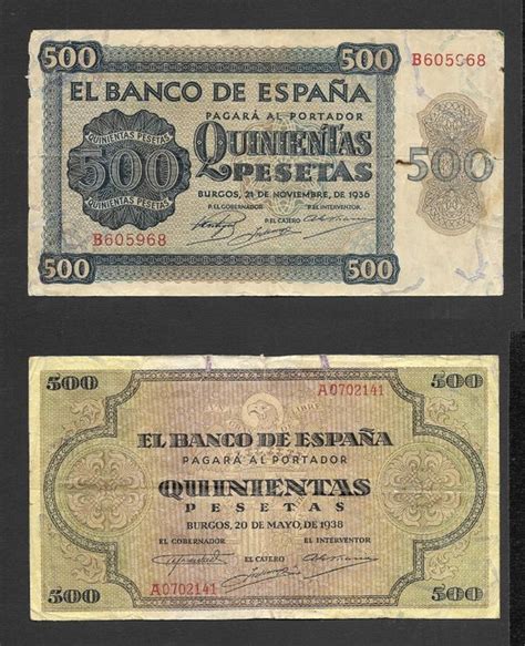 Spain 2 X 500 Pesetas 1936 1938 Pick 102a 114a Catawiki