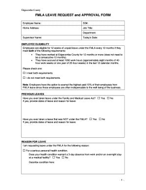 Fillable Online Edgecombecountync Fmla Leave Request And Approval Form