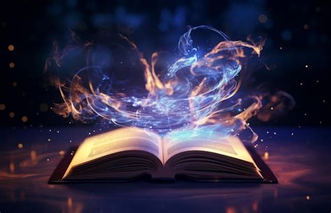 Premium Photo Open Book With Magic Light And Smoke On Dark Background