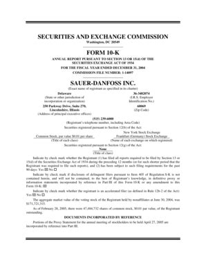 Fillable Online Securities And Exchange Commission Form K Sauer