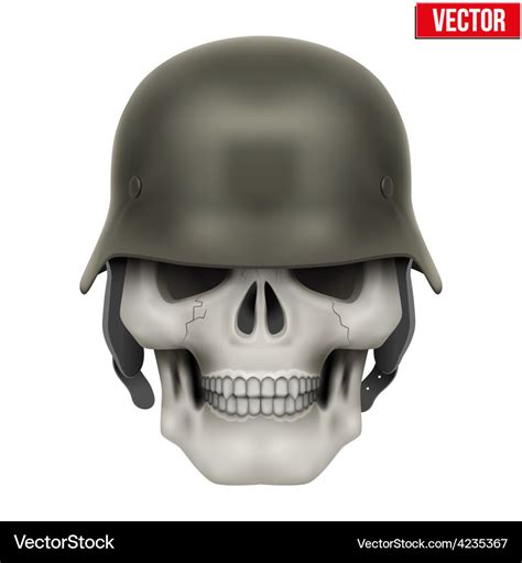 Human Skulls With German Army Helmet Royalty Free Vector