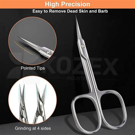 German Stainless Steel Extra Fine Point Manicure Nail Scissors Curved