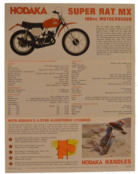 Hodaka 8 1/2" x 11" sales flier for the Model 98MX - Hodaka-Parts.com