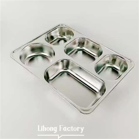 Stainless Steel Divided Dinner Food Trays With Cover Sectioned Dinner ...