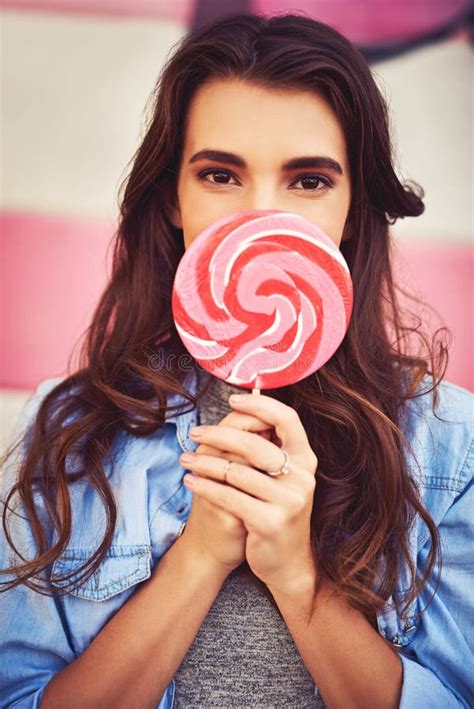 Outdoor, Woman and Portrait with Candy for Fashion with Street Style ...