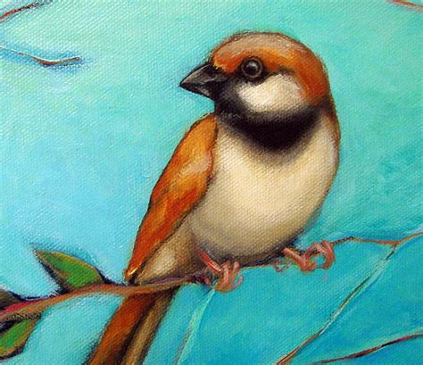 Bird Painting Sparrow Original X Acrylic Not A Print Ready Etsy